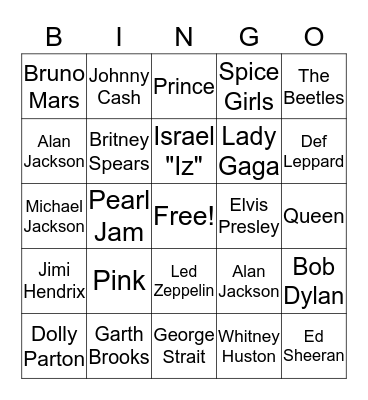 Music Bingo Card
