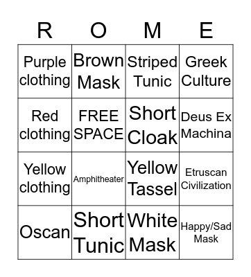 ROMAN THEATRE BINGO Card