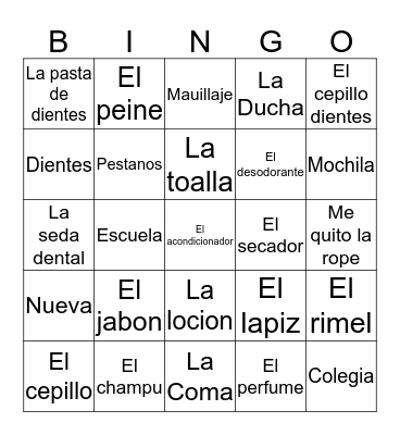 Unit 2-Daily Routine Bingo Card