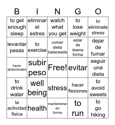 unit 3-health living Bingo Card