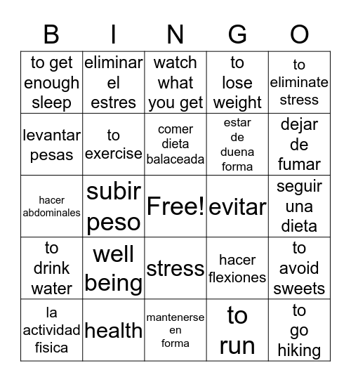 unit 3-health living Bingo Card