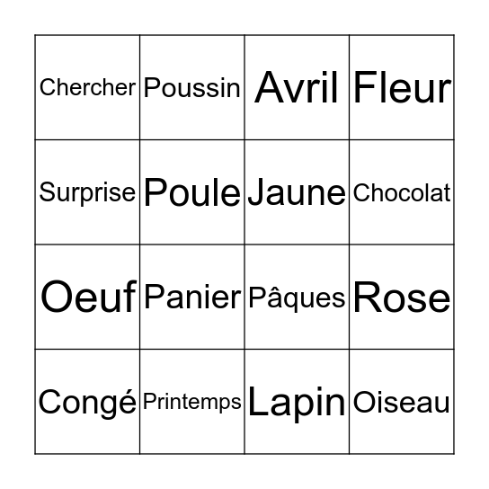 Bingo de Pâques Bingo Card