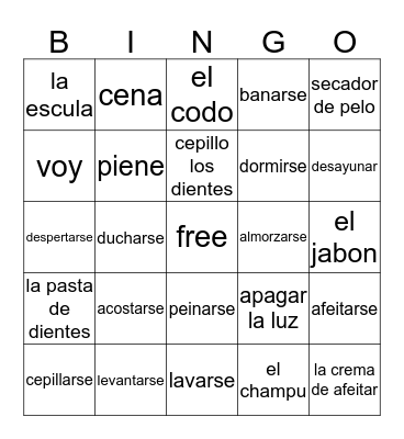 Unit 2- Daily Routine Bingo Card