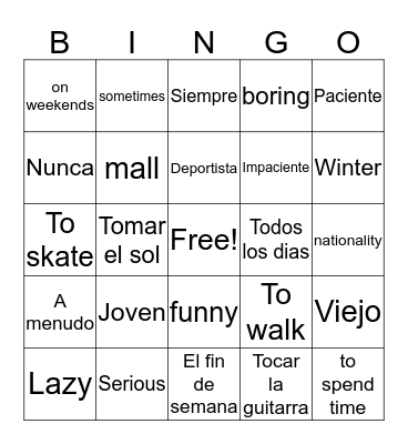 Unit 1 Bingo Card