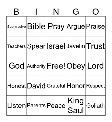 Bible Bingo Card