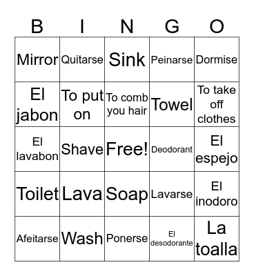 Unit 2 - Daily Routine  Bingo Card