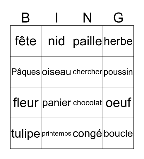 Bingo de Pâques Bingo Card