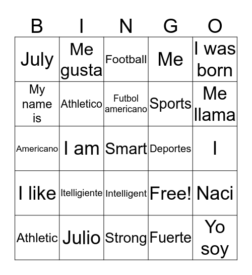 Unit 1 Bingo Card