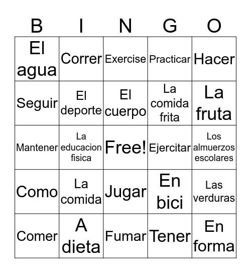 Healthy Living  Bingo Card