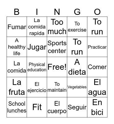 Healthy Living  Bingo Card
