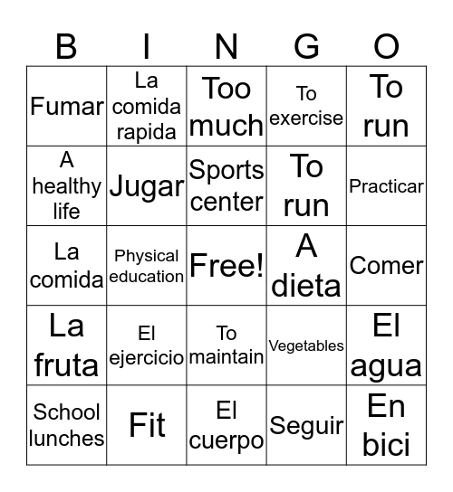 Healthy Living  Bingo Card