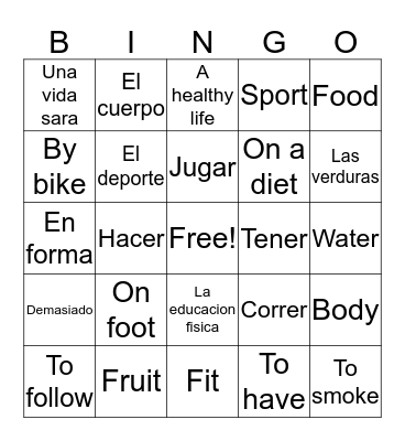 Healthy Living  Bingo Card