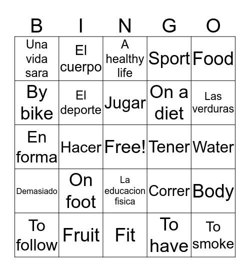 Healthy Living  Bingo Card