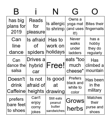 IOP Get to Know People Bingo Card