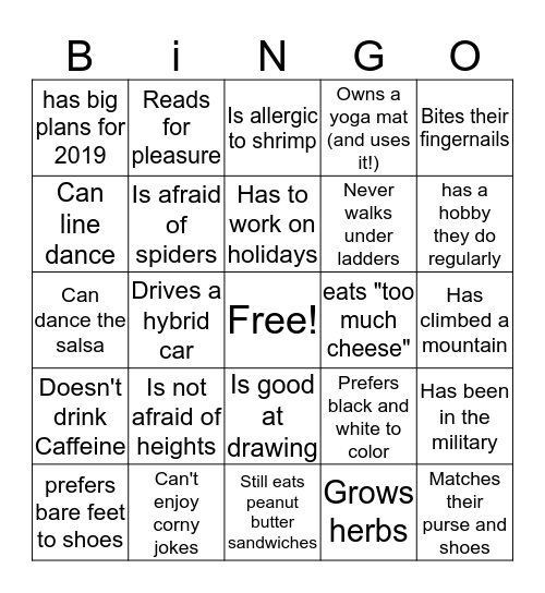 IOP Get to Know People Bingo Card