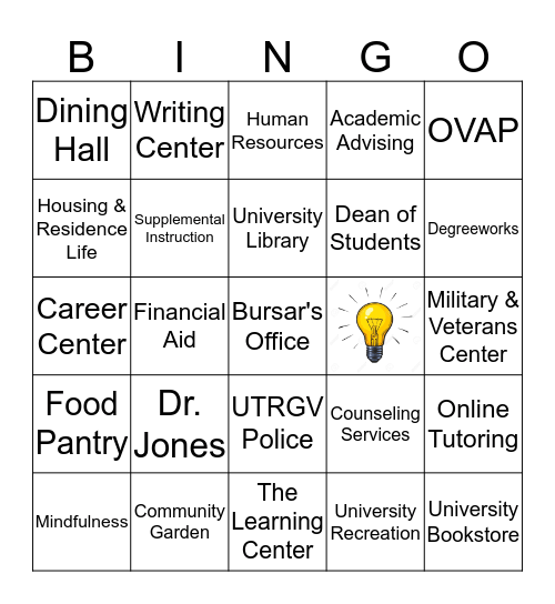 UTRGV Bingo Card