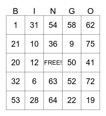 Christmas BINGO Card