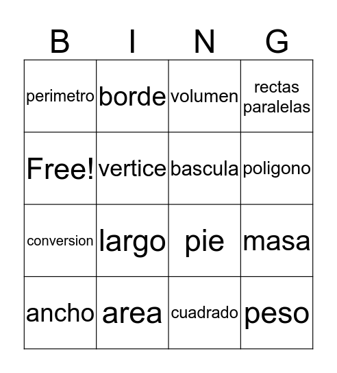 Bingo de matematicas Bingo Card