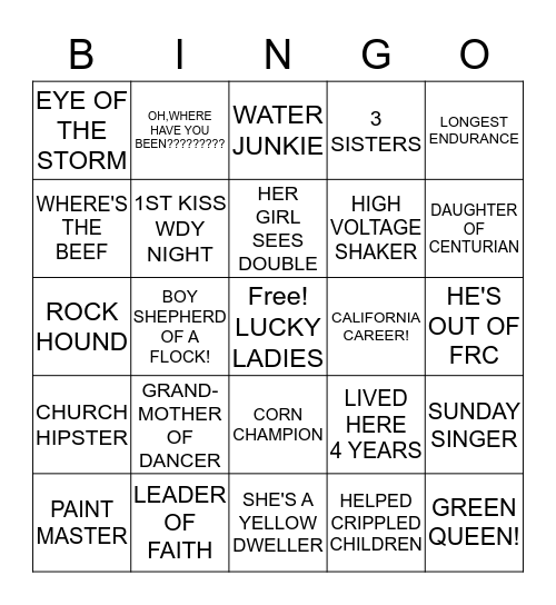 LUCKY LADIES BINGO Card