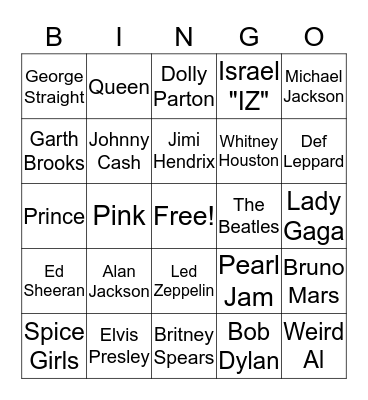 Music Bingo Card
