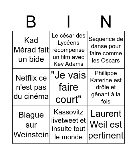 César 2K19 Bingo Card