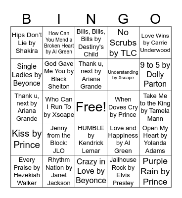 Music Bingo Card