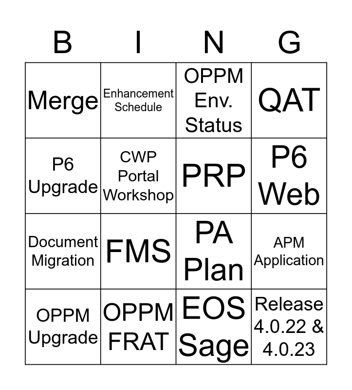 CWP Bingo Card