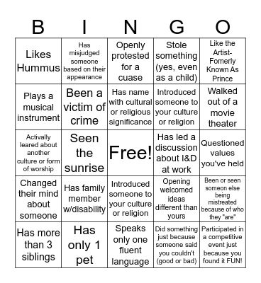 Netflix I&D Bingo Card