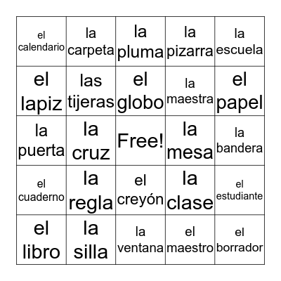 La Clase Bingo Card