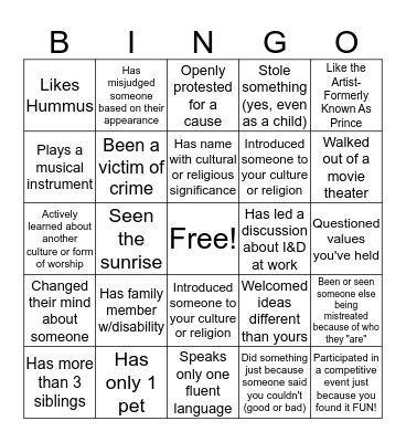 Netflix I&D Bingo Card