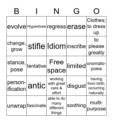 ELA BINGO Card