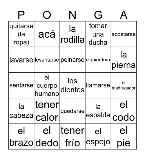 ¡Una rutina diferente! Bingo Card
