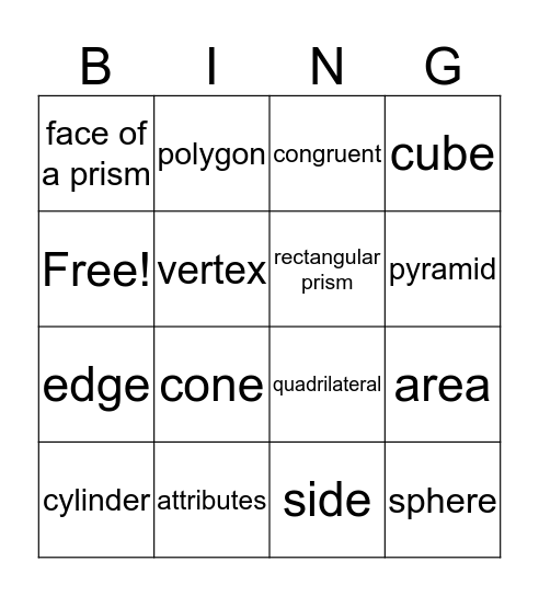 Geometric Figures Bingo Card