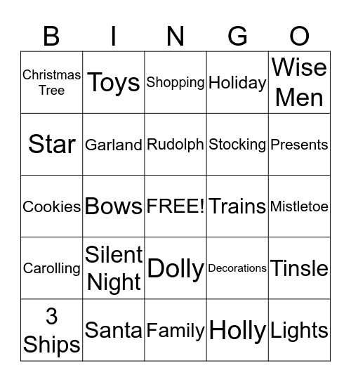 Christmas  Bingo Card