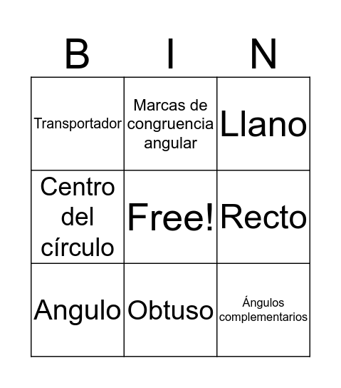 Razonamiento Geometrico Bingo Card