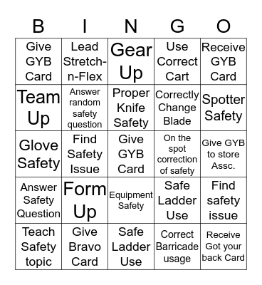 Safety Bingo Card