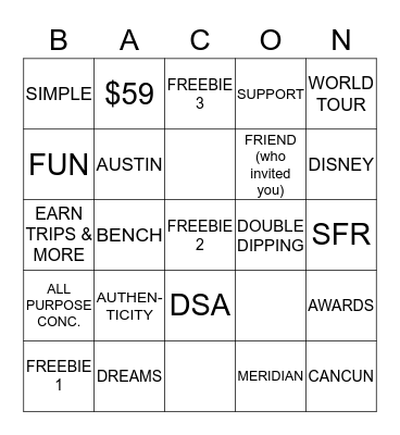 B.A.C.O.N. BINGO Card