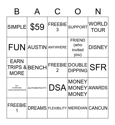 B.A.C.O.N. BINGO Card