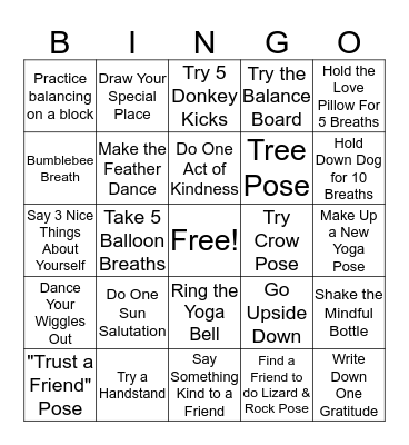Yoga Bingo! Bingo Card