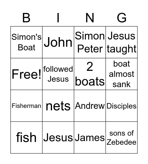 Fishers of Men Bingo Card