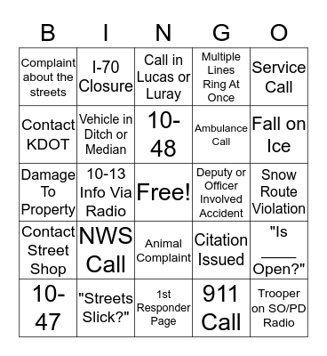 Snowpocalypse Bingo Card