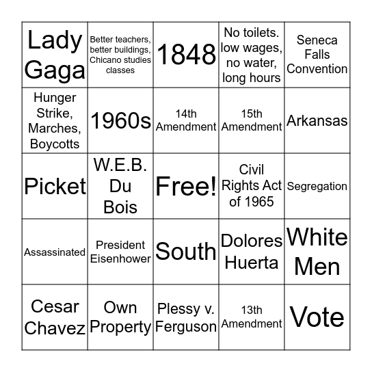 Review Bingo Card