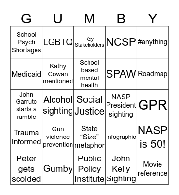 NASP Regional Leadership Bingo Card
