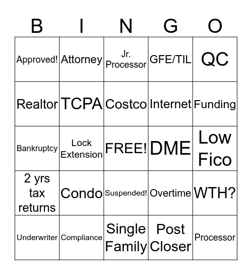 Patriot Bank Mortgage Holiday Bingopalooza Bingo Card