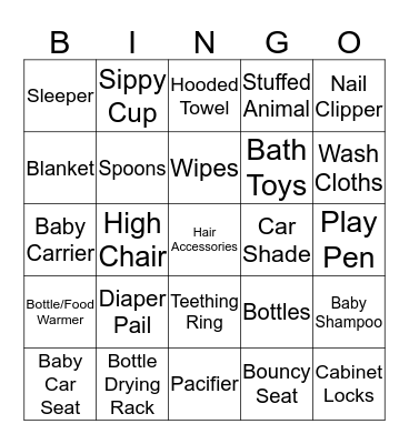 Baby Bingo Card