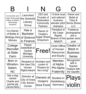 Black in Business Bingo Card