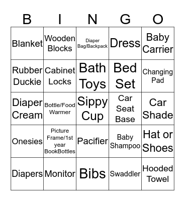 Baby Bingo Card