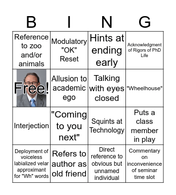 R.A. Bingo Card