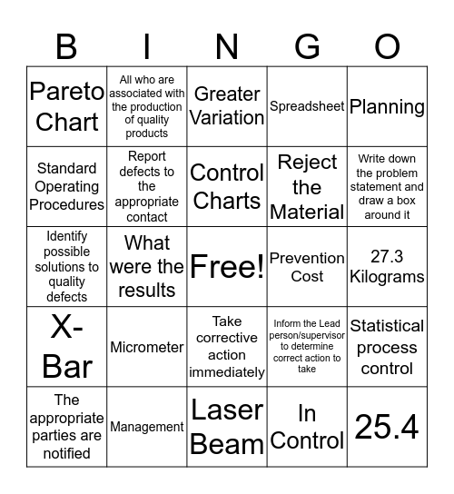 Quality 35-69 Bingo Card