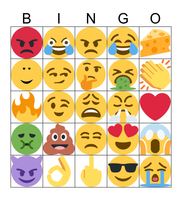 Emoji Bingo Bingo Card